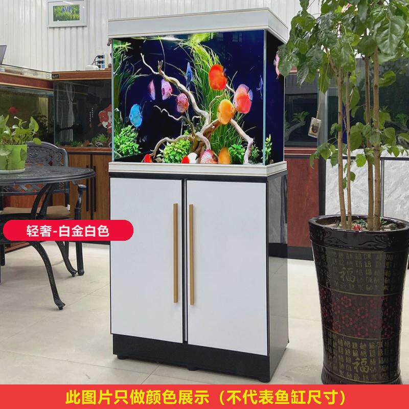 鱼缸客厅屏风中大型2024新款家用下过滤超白玻璃免换水水族箱轻奢