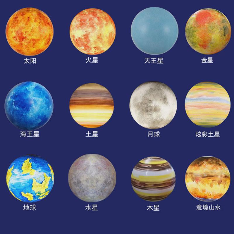 室内星球灯创意led行星个性吊灯大厅氛围灯灯具3d月球灯地球装饰