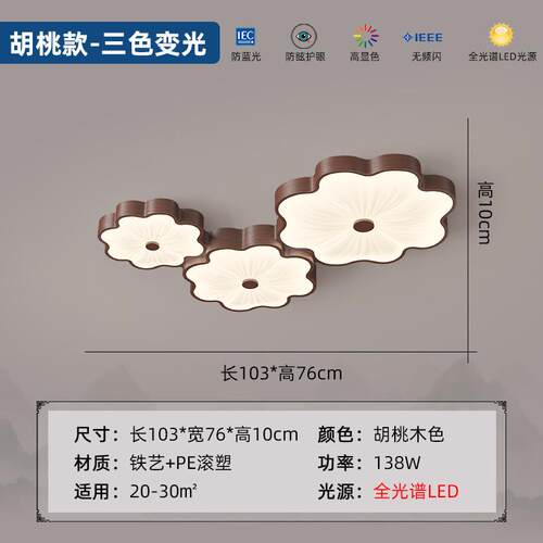 现代中国风护眼新中式网红花朵卧室吸顶灯房间灯侘寂风复古客厅灯