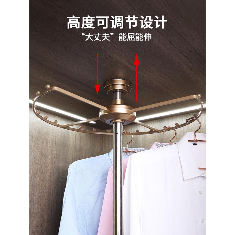 06YM衣帽间旋转衣架置物架衣柜挂衣架转角柜挂衣杆裤架五金配件