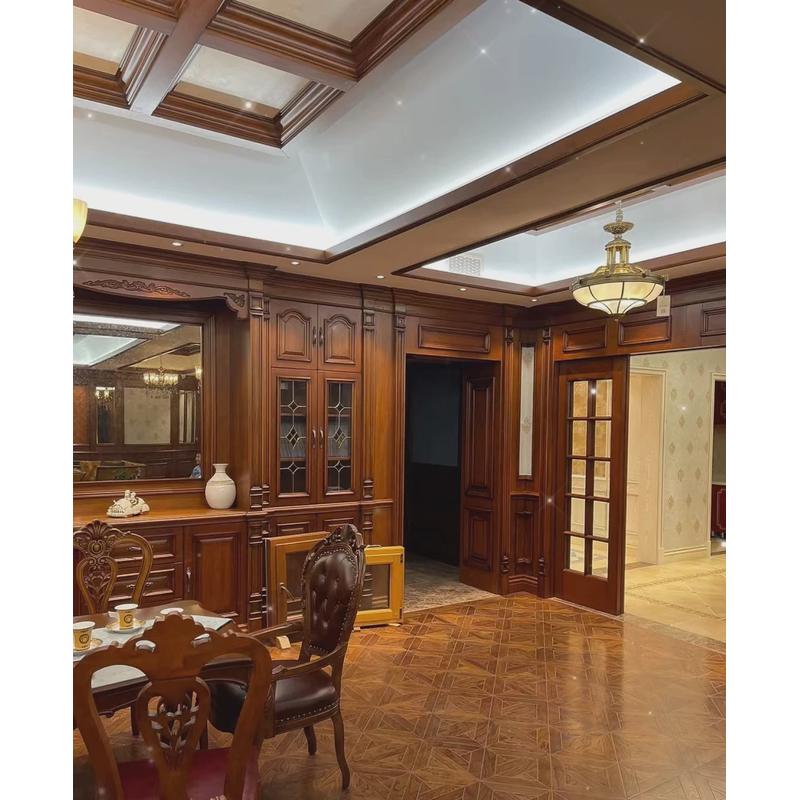 西安美式全屋定制家具整体客厅高档实木酒柜欧式红橡木黑胡桃原木