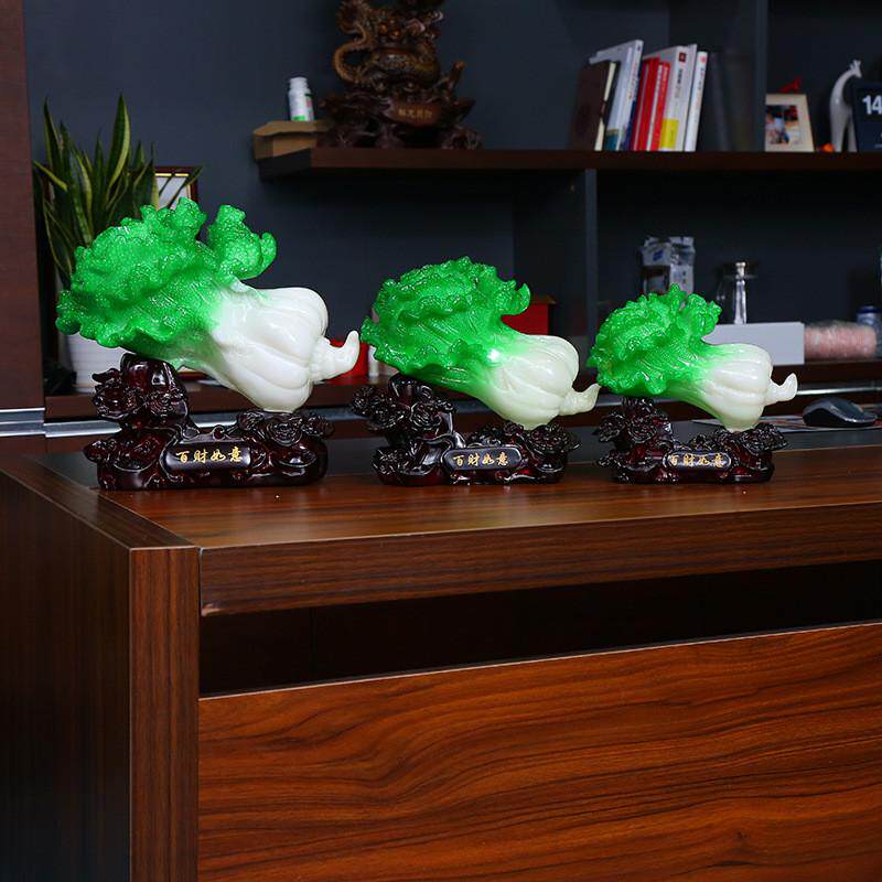 中号创意百财百玉车载装饰家具摆件开业礼品仿财到白菜树脂工艺品