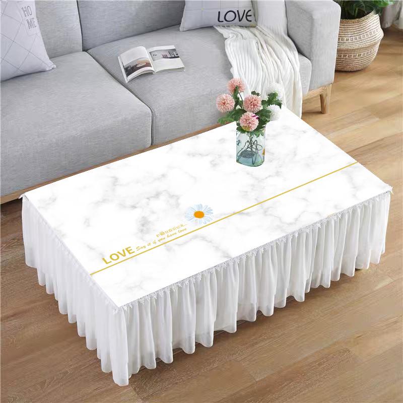 茶几桌布蕾丝长方形布套防尘垫电视柜盖巾布艺全包茶几客厅家用罩