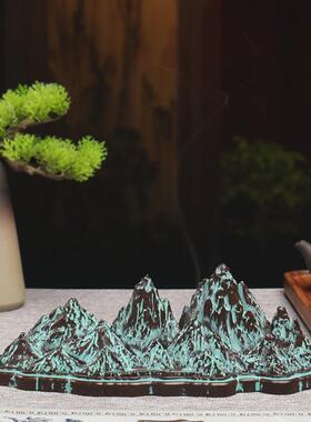 江山一统中式香薰炉金属创意假山摆件禅意香道室内书房茶室线香炉