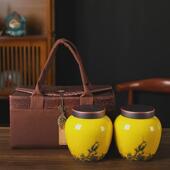 陶瓷茶叶罐密封罐一斤装 盒 存储罐便携手工刺绣布包伴手礼茶叶包装