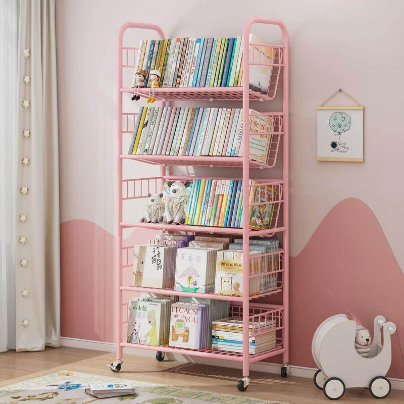 书架铁艺绘本架收纳架一体家用简易书柜可移动置物架落地,住宅家具,单个书柜,淘宝优惠券,粉丝福利购,淘宝优惠卷