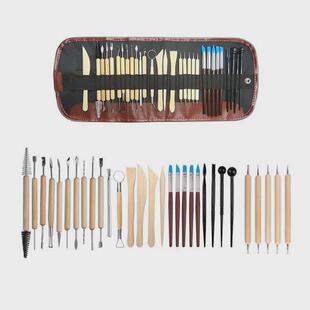 30件陶艺泥石陶工具套装塑雕刻刀粘土硅胶点钻笔压痕绘画辅助工具