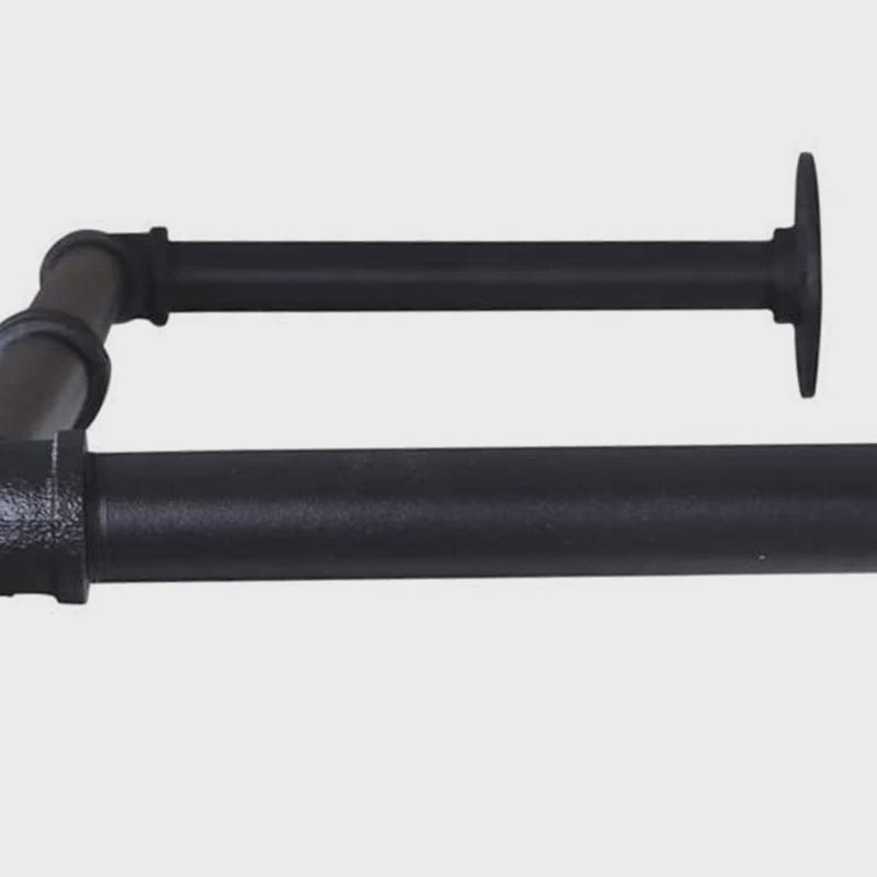 复古水管一字晾衣架服装墙上置物架壁挂式可拆卸黑色水管陈列架