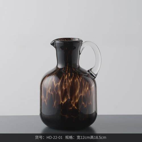 大秀饰品中古创意豹纹水培玻璃花瓶复古高级家居软装家居花器