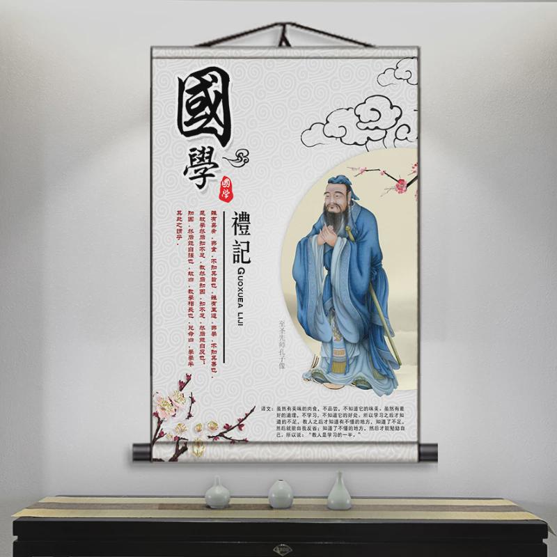 29n孔子画像挂画孔子像孔夫子卷轴画老子像孙思邈人物画客厅中堂