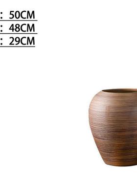 复古陶罐落地大花瓶户外摆件中式客厅酒店装饰品插花干花粗陶瓷瓶