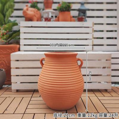 厂家直供透陶瓷花盆红陶园艺摆件吸水大口径气粗陶盆红陶花盆