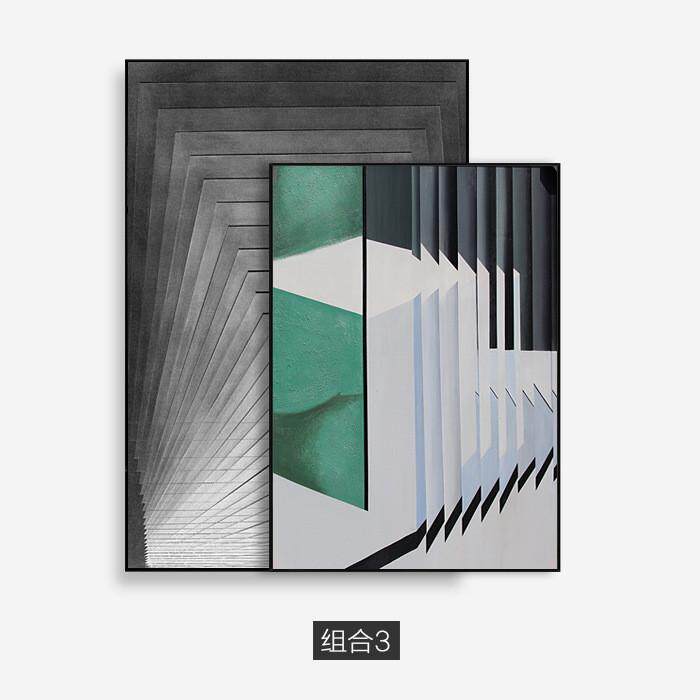 客厅大幅装饰画轻奢建筑落地画样板房美容院尺寸挂画服装店大壁画
