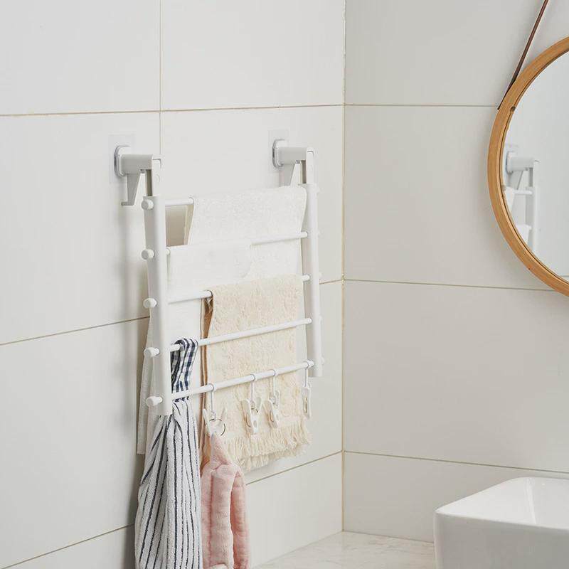 nn0i家用室内折叠防风无痕贴小型阳台隐藏式免打孔简易宿舍晾衣晾