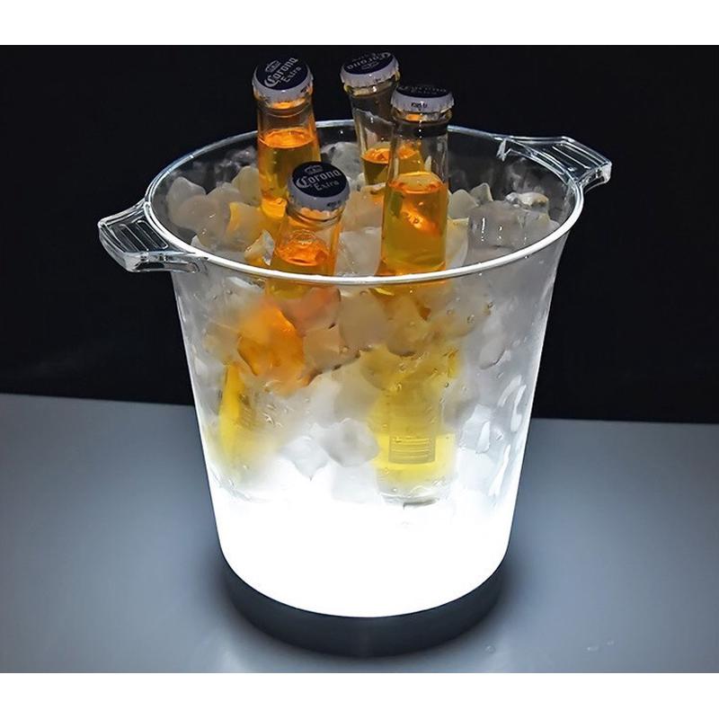 热销工厂酒具批发圆形便携发光冰桶双提手塑料冰桶led发光冰桶
