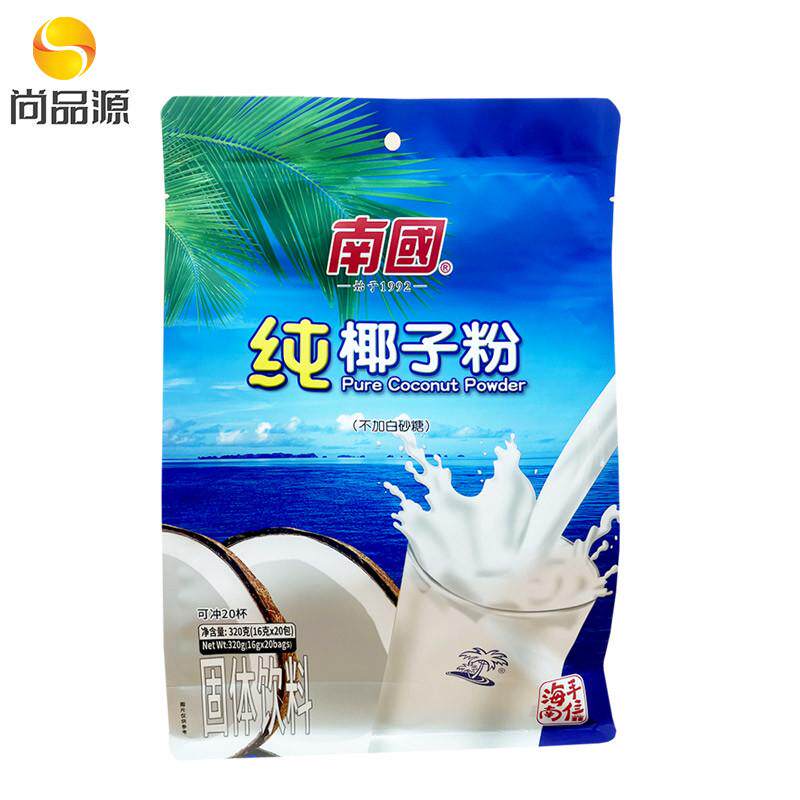 新货海南特产南国纯椰子粉【蓝色立袋】320克 速溶型浓香醇香原味