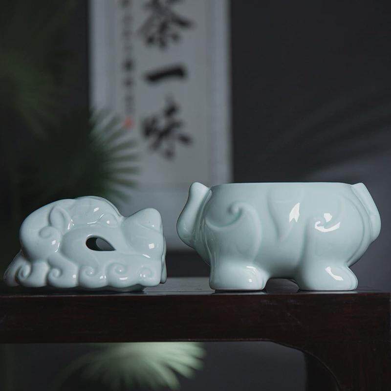 景德镇仿宋青瓷貔貅盅家用香炉饭盅中式异形摆件商用酒店意境餐具