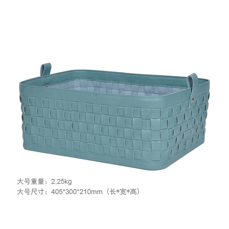 轻奢皮质手工编织收纳篮筐置物篮卧室样板间脏衣篮饰品软装摆件