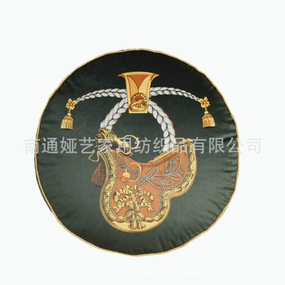 欧式双面蒲团样板间装饰印花圆形靠垫沙发飘窗家居圆形抱枕含芯