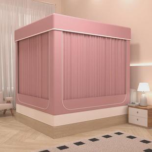 蚊帐1米88x2遮光尘床帘宝宝摔拉链带支架1.5m全封闭一体式方帐1.2