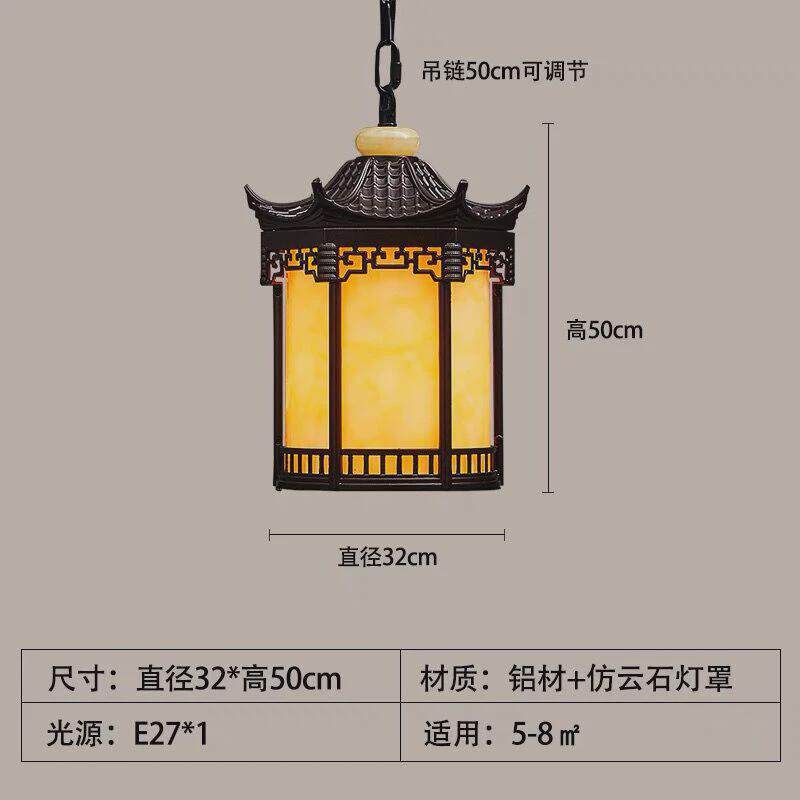 六角凉亭吊灯户外防水别墅大门灯笼阳台庭院灯过道屋檐走廊新中式