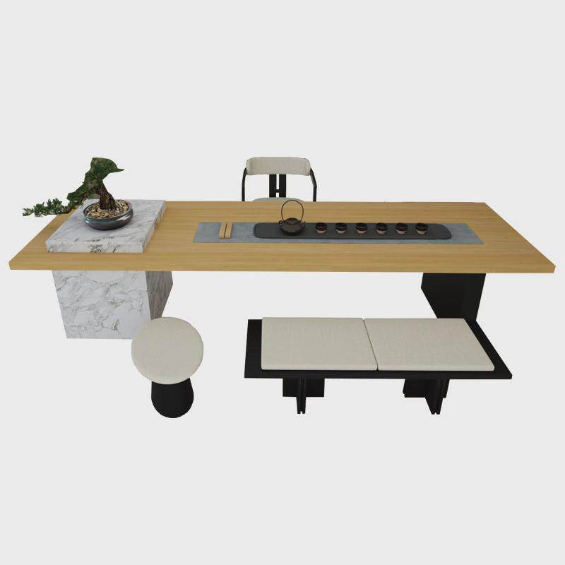 现代轻奢岛台茶桌新中式实木茶桌椅组合禅意茶室泡茶台功夫茶桌