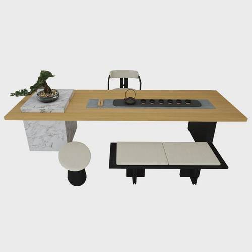 现代轻奢岛台茶桌新中式实木茶桌椅组合禅意茶室泡茶台功夫茶桌