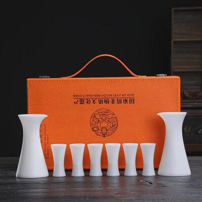 羊脂玉素烧陶瓷白酒酒具套装冰雪白酒壶酒盅清酒具酒杯分酒器高端