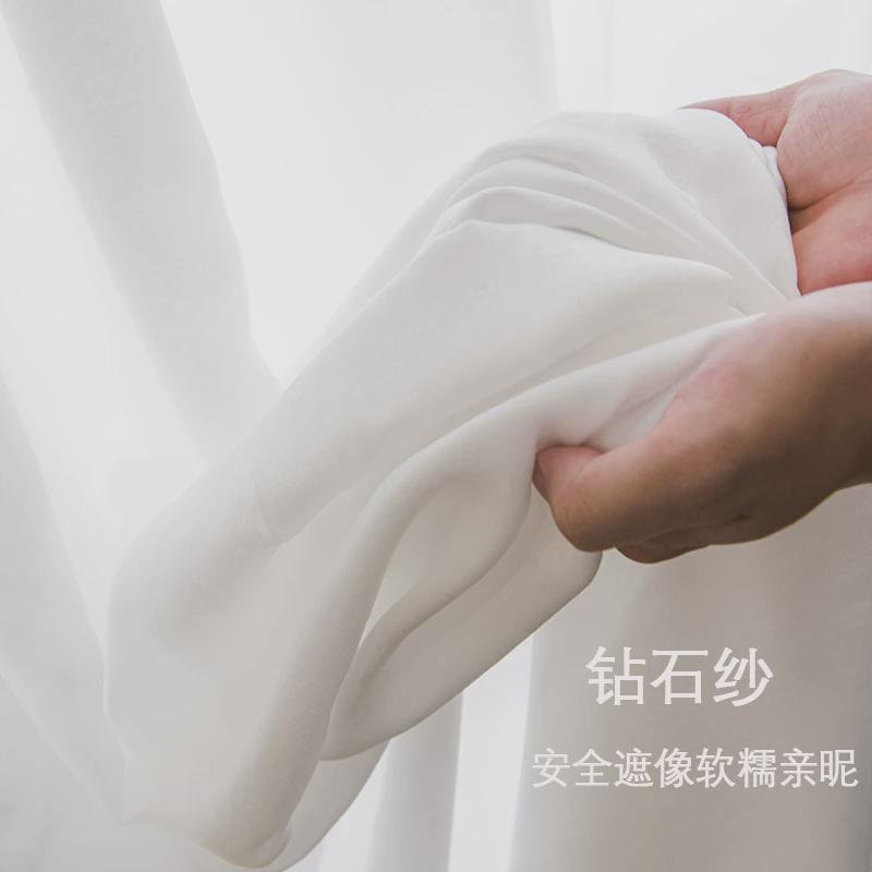 白色窗帘纱透光不透人超高遮挡现代简约北欧卧室加长自建房别墅仙