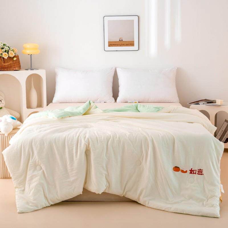 夏季新款家用水洗棉薄被子夏凉被纯色不易皱可机洗优美品质大薄款