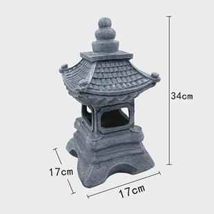 太阳能户外日式石塔宫灯花园庭院装饰别墅摆件复古禅意景观灯