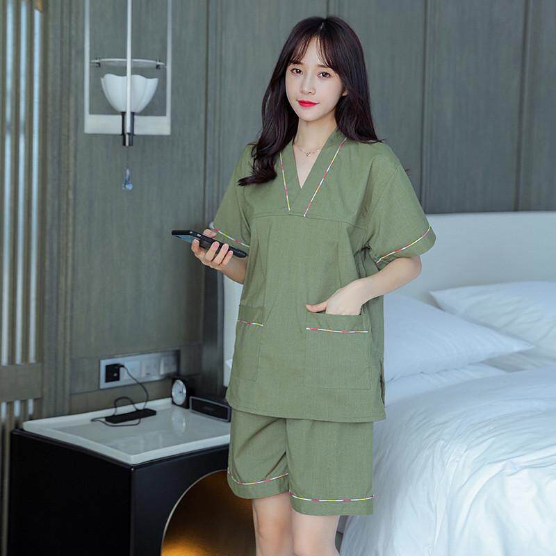 四季苎麻汗蒸服2024新款浴服女款洗浴中心浴服男女大码桑拿服