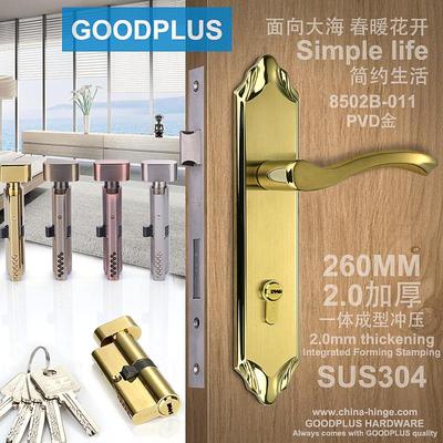 304不锈钢豪华大门锁85孔210螺丝220和距离260长加厚面板8545锁体