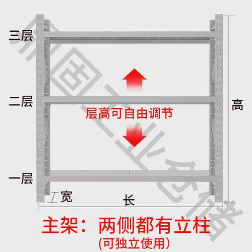 灰白色仓储货架置物架多层仓库货物铁架快递架子库房架家用储物架