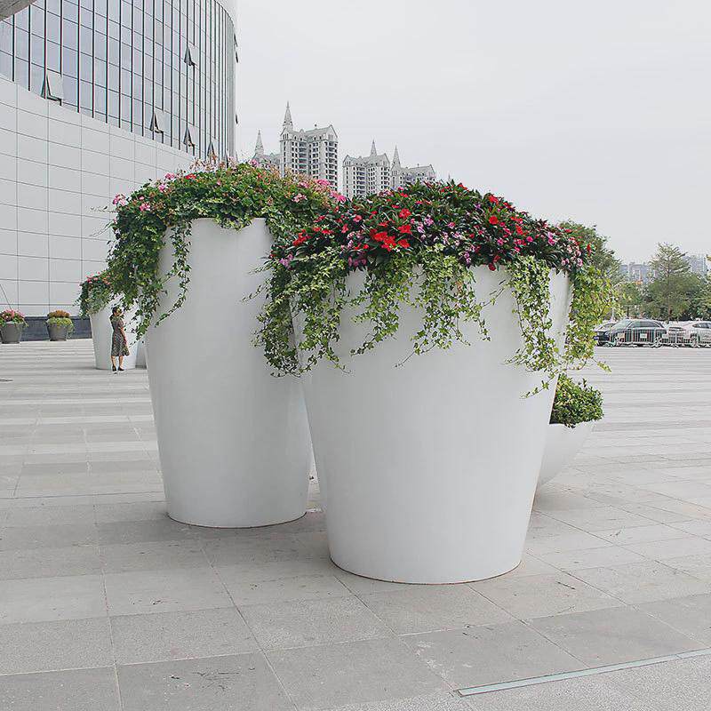 玻璃钢户外装饰花箱简约落地美陈别墅酒店花器写字楼现代时尚花钵