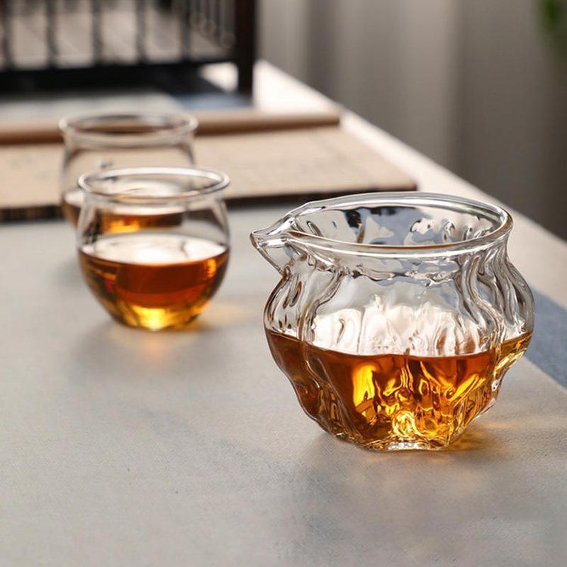 日式核桃纹玻璃公道杯 加厚耐热锤纹公杯分茶器 家用大号功夫茶具