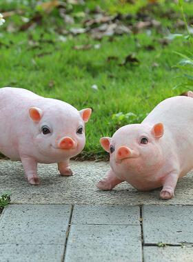 可爱创意仿真小猪摆件吉祥物客厅电视柜桌面树脂摆件玄关装饰品