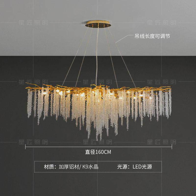 星匠轻奢水晶灯客厅灯大厅餐厅卧室灯八角珠流苏枝形吊灯护眼