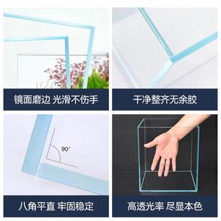 家用办公造景观赏鱼缸超白玻璃观景鱼缸加厚金晶透光气缸空