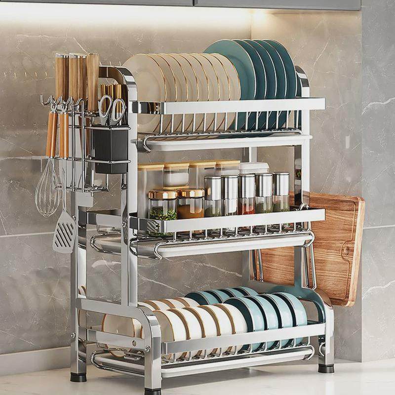 不锈钢碗碟收纳架厨房置物架家用台面沥水架多功能放餐具盘筷子盒,厨房/烹饪用具,碗架,淘宝优惠券,粉丝福利购,淘宝优惠卷