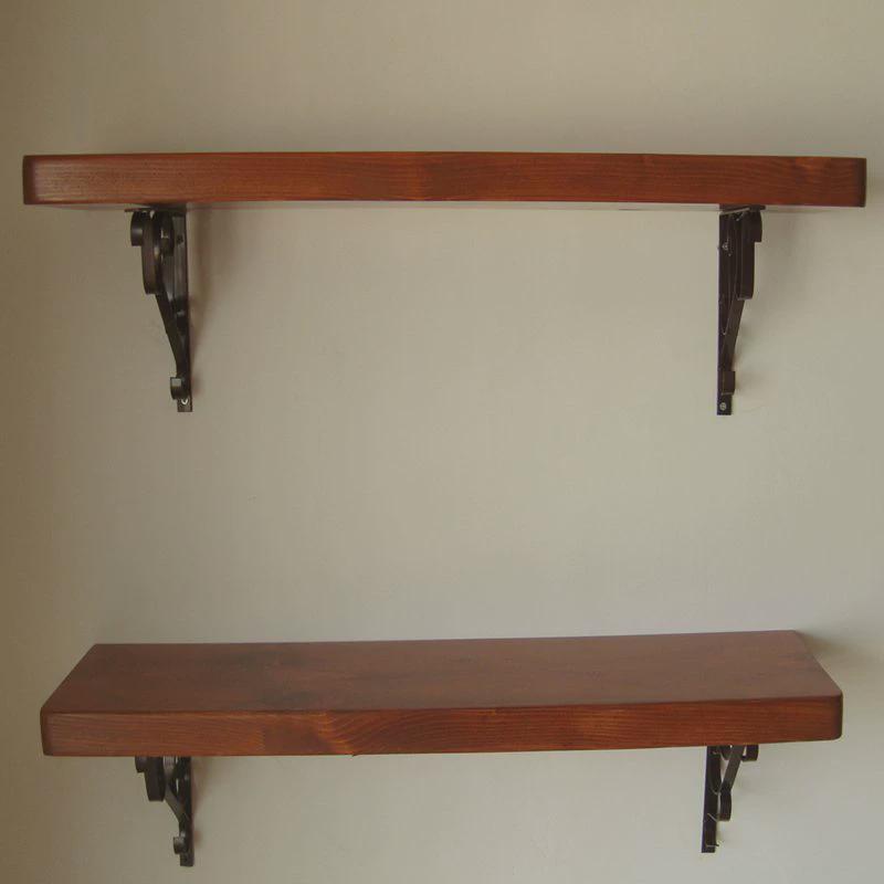 实木书架壁挂架多层墙上置物架一字复古隔板台板桌面上墙搁板新品