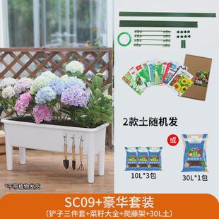 园艺林泽阳台种菜盆高脚种菜盆欧塑料花盆大号庭院长方形种植花箱