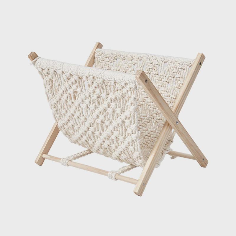手工编织棉绳杂志架北欧折叠杂志整理架桌面收纳资料架