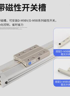 MY3A机械式无杆气缸MY3B16/20/25/32侧带磁性开关槽无杆气缸