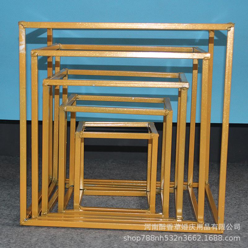 婚庆道具铁艺方框几何路引森系婚礼花摆件迎宾路引装饰婚庆几何区