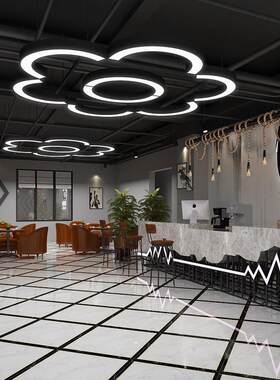 led圆环弧形半圆吊灯办公室前台健身房灯具工业风造型网吧