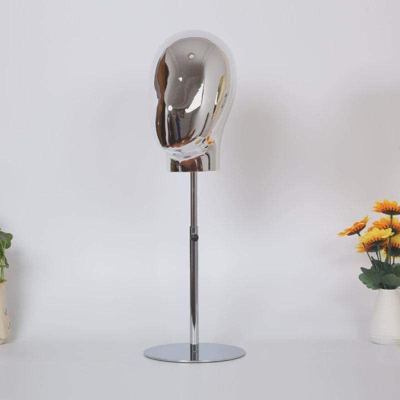 新款金色电镀头模假发帽子展示架配不锈钢镀帽高低可拆装可调托