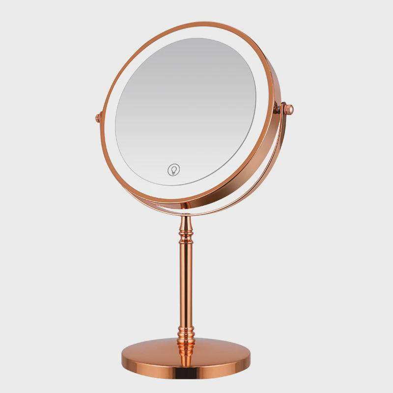 led带灯梳妆ins风欧式学生宿舍美妆放大镜子台式桌面可充电化妆镜