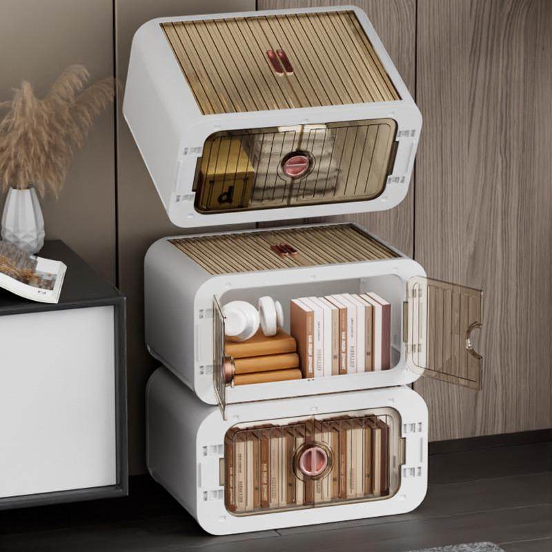 大号可折叠带滑轮收纳箱家用塑料后备箱整理箱透明储物箱子