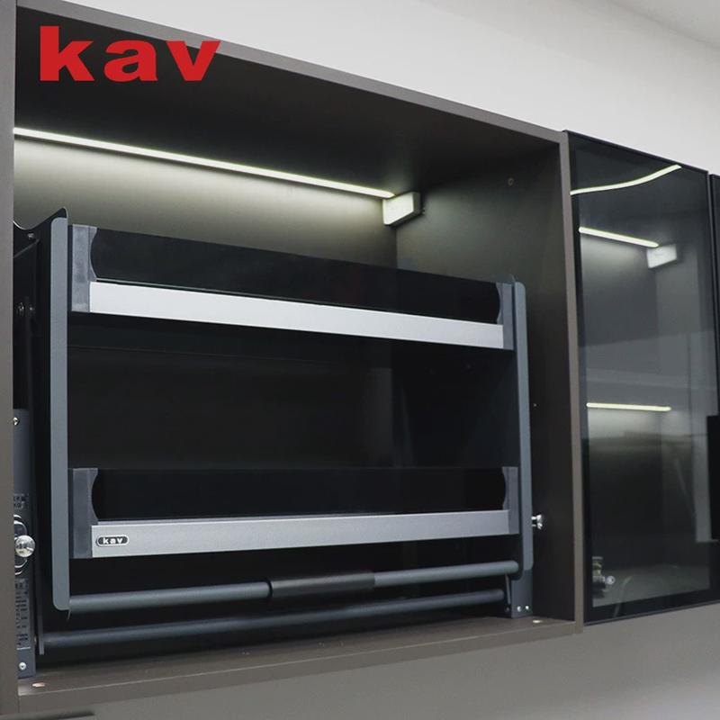 kav凯威吊柜顶柜鸿蒙黑拉篮升降拉篮厨房橱柜双层铝合金钢化玻璃